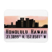 Magnet Flexible Honolulu Skyline Latitude et Longitude (Horizontal)