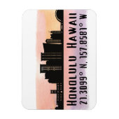 Magnet Flexible Honolulu Skyline Latitude et Longitude (Vertical)