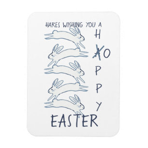 Magnet Flexible Hoppy Easter Blue Rabbit Hare Simple Drawing Cute