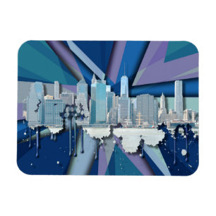 Magnet Flexible Horizon   3D bleu de New York City