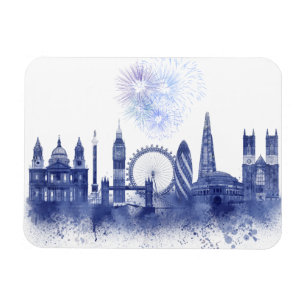 Magnet Flexible Horizon de Londres - bleu d'aquarelle
