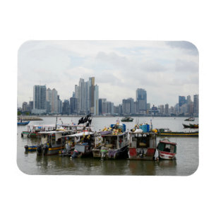 Magnet Flexible Horizon de Panamá City avec des bateaux de pêche