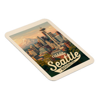 Magnet Flexible Horizon de Seattle – Space Needle et mont Rainier
