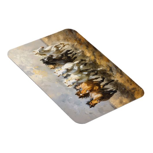 Magnet Flexible Horse Herd Galloping Mustang Peinture Flexible (Côté Droit)