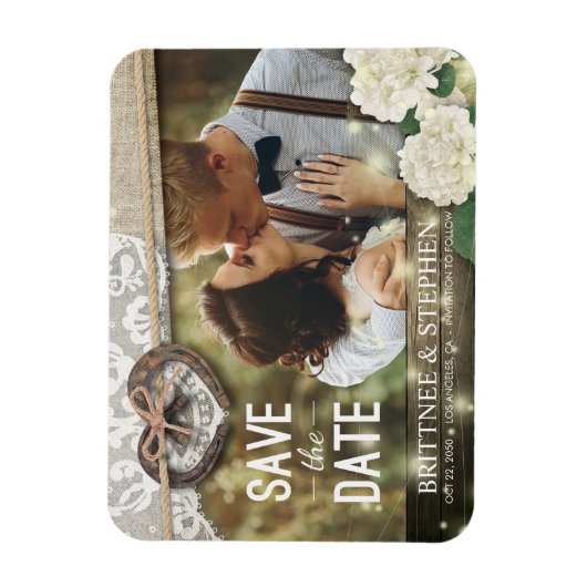 Magnet Flexible Horseshoe Hydrangea Wedding Enregistrer La Date Ph (Vertical)