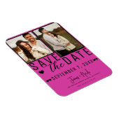 Magnet Flexible Hot Rose & Black Enregistrer la date 2 Mariage pho (Côté Droit)