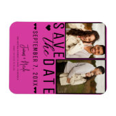 Magnet Flexible Hot Rose & Black Enregistrer la date 2 Mariage pho (Horizontal)