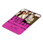 Magnet Flexible Hot Rose & Black Enregistrer la date 2 Mariage pho (Côté Gauche)