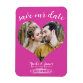 Magnet Flexible Hot rose Coeur photo mariage Enregistrer la date (Vertical)