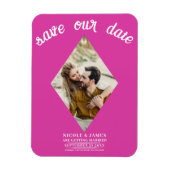 Magnet Flexible Hot rose Diamond photo mariage Enregistrer la date (Vertical)