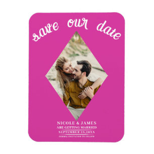 Magnet Flexible Hot rose Diamond photo mariage Enregistrer la date