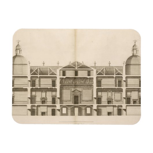 Magnet Flexible Houghton Hall : section du front ouest, gravée (Horizontal)