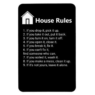 Magnet Flexible House Rules Réfrigérateur noir et blanc