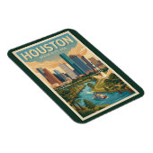 Magnet Flexible Houston Texas Illustration Travel Art Vintage (Côté Droit)