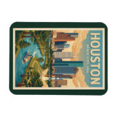 Magnet Flexible Houston Texas Illustration Travel Art Vintage (Horizontal)