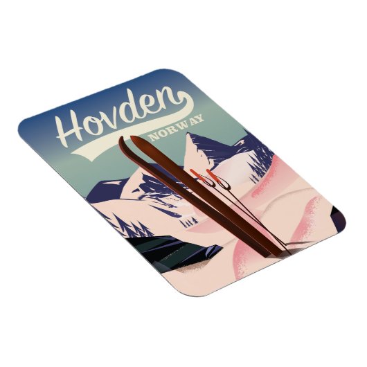 Magnet Flexible Hovden Norvège poster de voyage de ski. (Côté Droit)