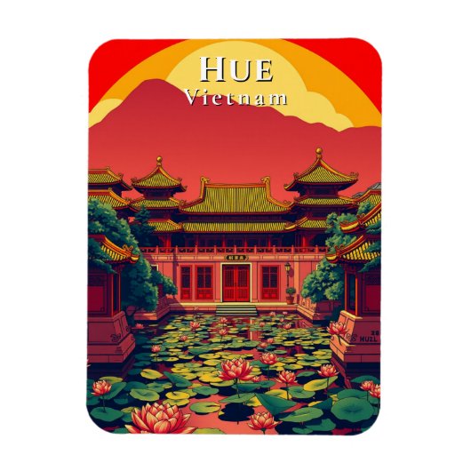 Magnet Flexible Hue Vietnam Pagoda Voyage Retro (Vertical)