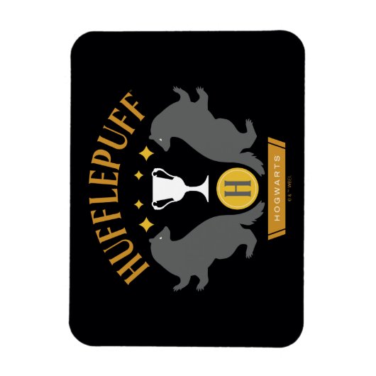 Magnet Flexible HUFFLEPUFF™ Badger and Cup House Pride Graphisme (Vertical)