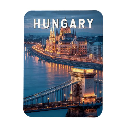 Magnet Flexible Hungary Illustration Travel Art Vintage (Vertical)