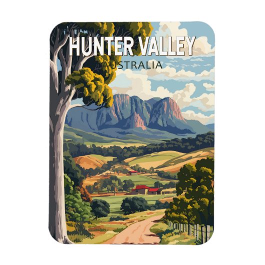 Magnet Flexible Hunter Valley Australia Travel Art Vintage (Vertical)