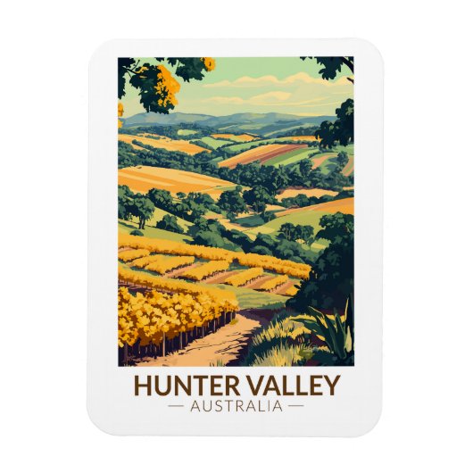 Magnet Flexible Hunter Valley Australie Illustration Travel Art (Vertical)