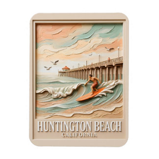 Magnet Flexible Huntington Beach Californie Texture Surfeur Surfan