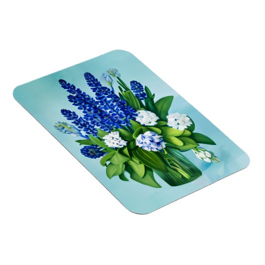 Magnet Flexible Hyacinthes bleu de Cobalt et Hydrangées (Côté Droit)