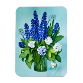 Magnet Flexible Hyacinthes bleu de Cobalt et Hydrangées (Vertical)