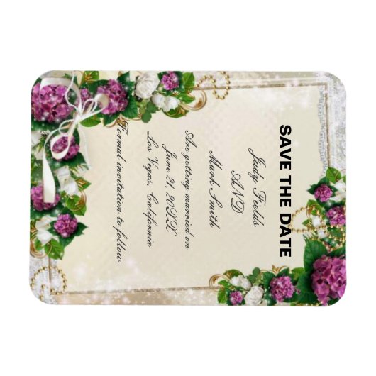 Magnet Flexible Hydrangée Violette Et Dentelle Enregistrer L'Aiman (Horizontal)