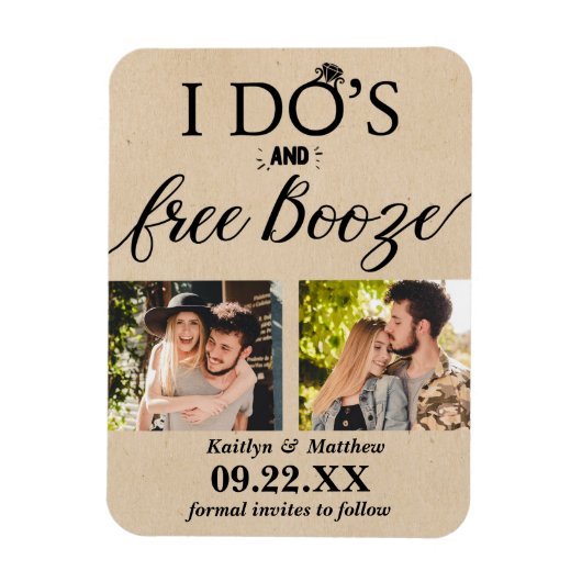 Magnet Flexible I Do's & Free Booze Modern Wedding Enregistrer la (Vertical)