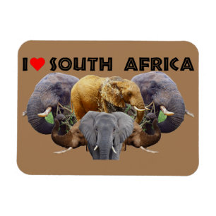 Magnet Flexible I Heart Afrique du Sud Emblème des éléphants
