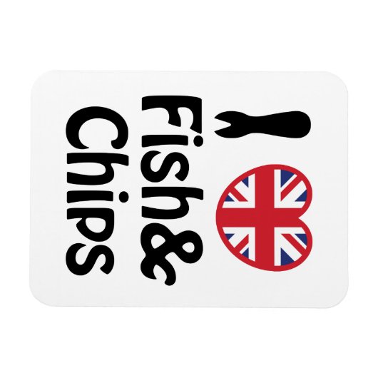 Magnet Flexible I Heart [Love] Poisson & Chips (Horizontal)