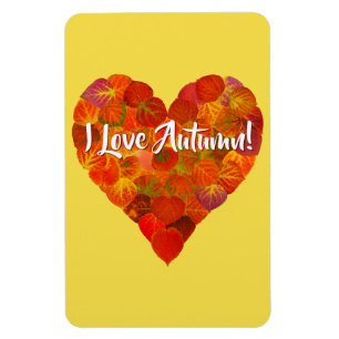 Magnet Flexible I Love Automne!—Rouge Aspen Leaf Heart 1