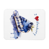 Magnet Flexible I Love Blueberry TShirt, Blueberry Cake Aquarelle (Horizontal)