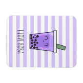 Magnet Flexible I Love Boba Kawaii Bubble Tea Taro Ube Purple (Horizontal)