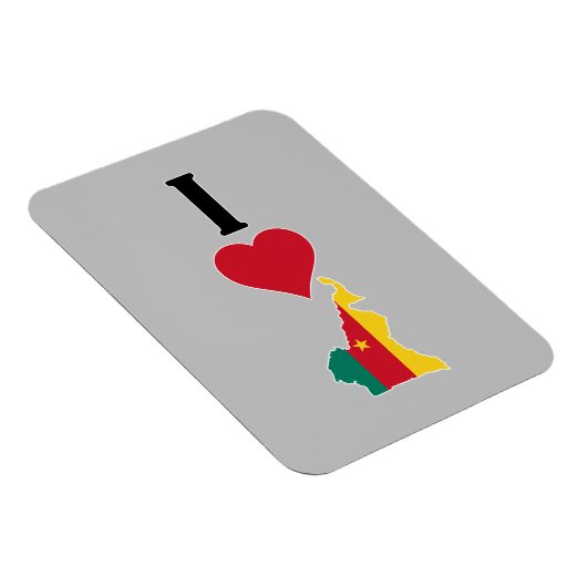 Magnet Flexible I Love Cameroun Vertical I Heart Country Carte (Côté Droit)