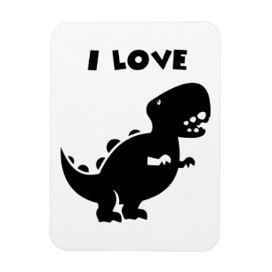 Magnet Flexible I Love Dinosaures tyrannosaurus rex Silhouette Art