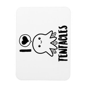 Magnet Flexible I Love Tentacles T-shirt Cute Octopus Tee