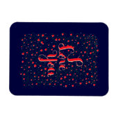 Magnet Flexible I Love You signe avec des coeurs florissants (Horizontal)