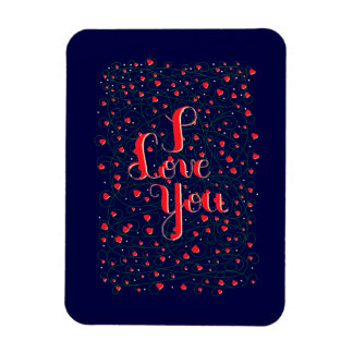 Magnet Flexible I Love You signe avec des coeurs florissants