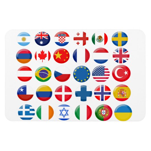 Magnet Flexible Icônes des pays définies (Horizontal)