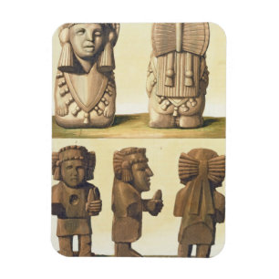 Magnet Flexible Idoles aztèques, Mexique (lithographie de couleur