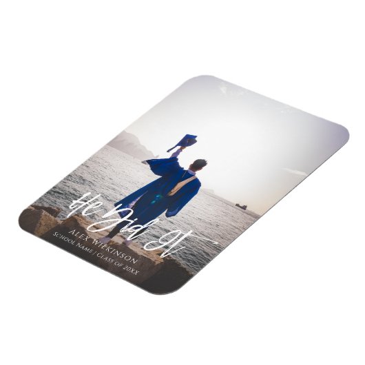 Magnet Flexible Il L'A Fait Moderne Script Graduation Photo (Côté Gauche)