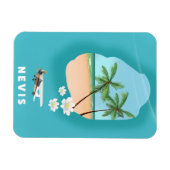 Magnet Flexible Île des Caraïbes Nevis Carte illustrée. (Horizontal)