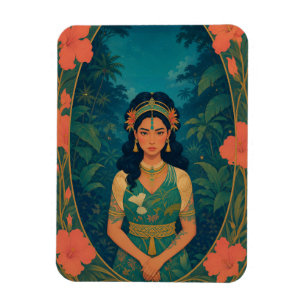 Magnet Flexible Île tropicale sauvage : portrait de princesse poly