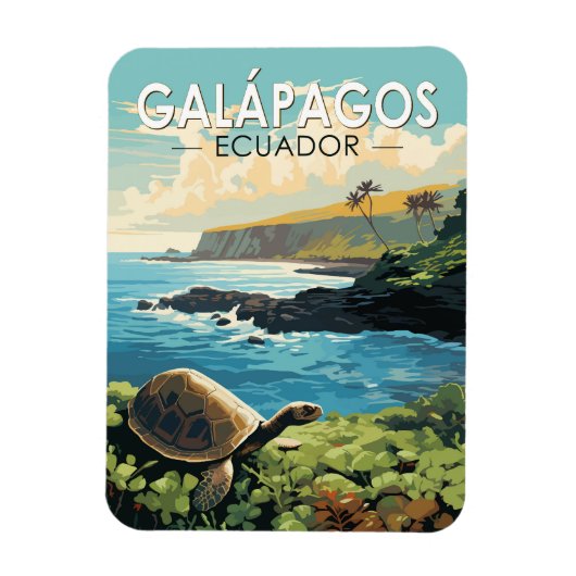 Magnet Flexible Îles Galapagos Tortue géante Voyage Art Retro (Vertical)