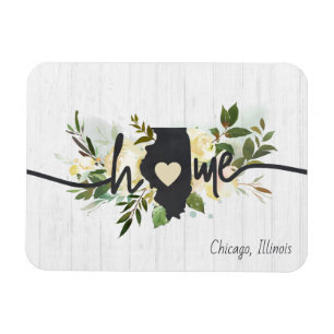 Magnet Flexible Illinois État Personnalisé Votre Ville Maison Rust