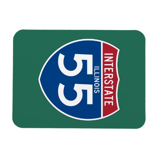 Magnet Flexible Illinois IL I-55 Interstate Highway Shield - (Horizontal)