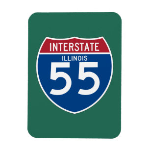 Magnet Flexible Illinois IL I-55 Interstate Highway Shield -