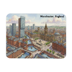 Magnet Flexible Illustration aquarelle de Manchester Angleterre